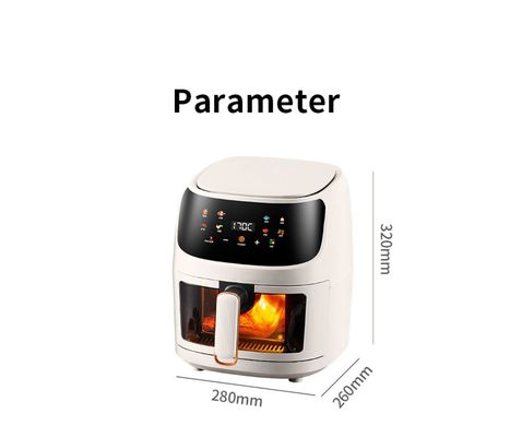 1350W Μεγάλο ορατό βαθύ φούρνο 8L Αεροψητήρες Χωρίς Έλαιο Μη Κολλητική Επιφάνεια Μαγειρέματος